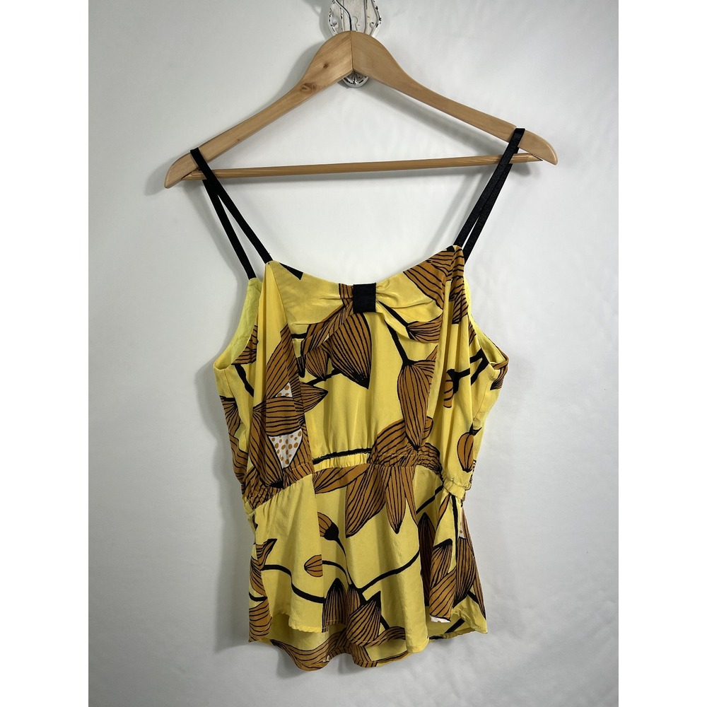 HYPE 100% Silk Spaghetti Straps Yellow Floral Top ~ Size M